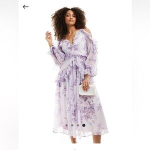 ASOS Lavender Floral Long Sleeve Dress